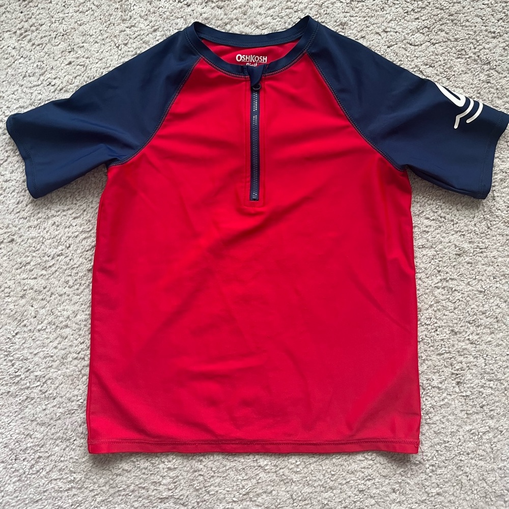 Like New OshKosh B'gosh Red and Blue Rashguard with Quarter-Zip